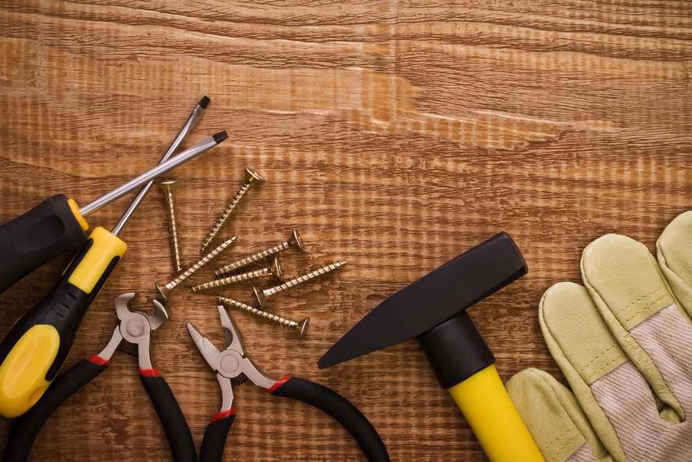 renovation tools on workbench